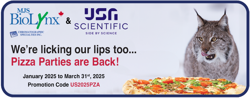 MJS BioLynx & USA Scientific Pizza Party Promotion Banner